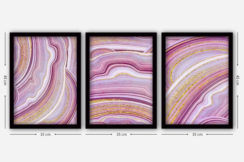 Dekorativ InnRammemet maling 3-Deler 35x45 cm - Flerfarget - Interiør - Maleri & posters - Lerretsbilder