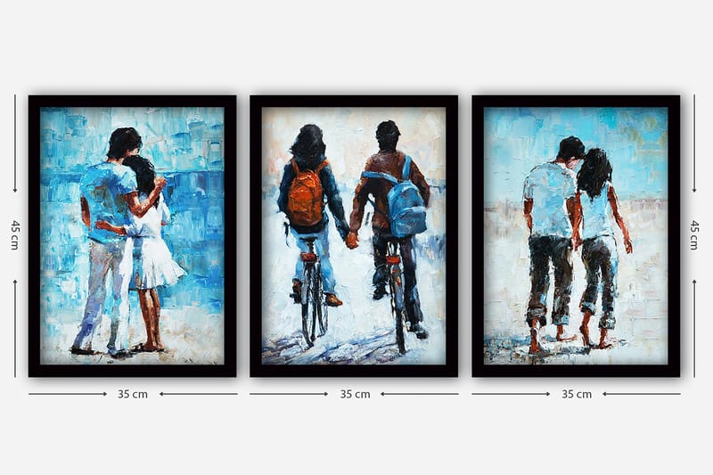 Dekorativ InnRammemet maling 3-Deler 35x45 cm - Flerfarget - Interiør - Maleri & posters - Lerretsbilder