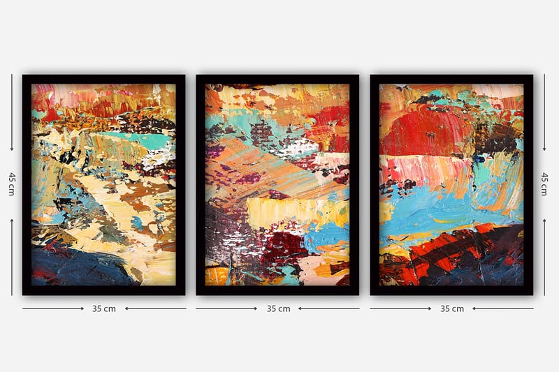 Dekorativ InnRammemet maling 3-Deler 35x45 cm - Flerfarget - Interiør - Maleri & posters - Lerretsbilder