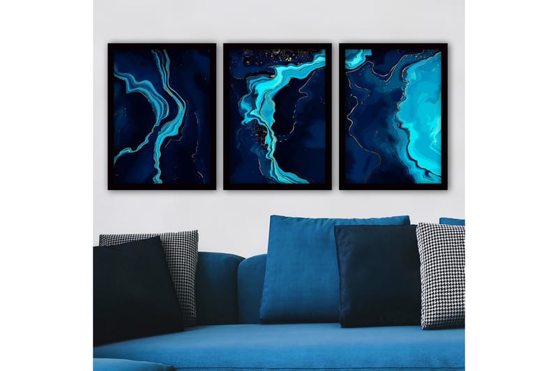 Dekorativ InnRammemet maling 3-Deler 35x45 cm - Flerfarget - Interiør - Maleri & posters - Lerretsbilder