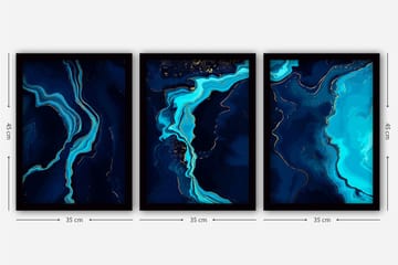 Dekorativ InnRammemet maling 3-Deler 35x45 cm - Flerfarget - Interiør - Maleri & posters - Lerretsbilder