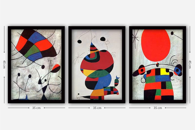 Dekorativ InnRammemet maling 3-Deler 35x45 cm - Flerfarget - Interiør - Maleri & posters - Lerretsbilder