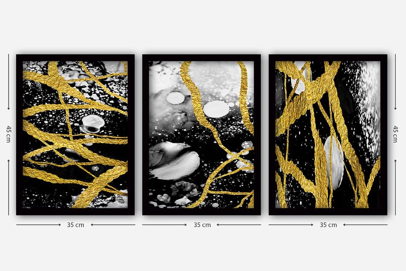 Dekorativ InnRammemet maling 3-Deler 35x45 cm - Flerfarget - Interiør - Maleri & posters - Lerretsbilder