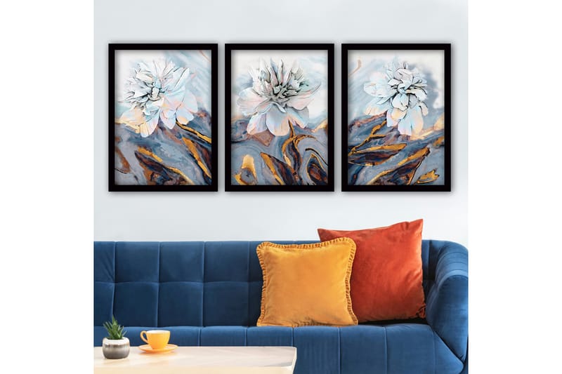 Dekorativ InnRammemet maling 3-Deler 35x45 cm - Flerfarget - Interiør - Maleri & posters - Lerretsbilder