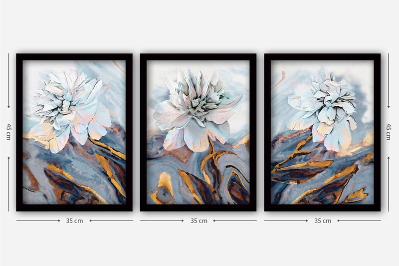 Dekorativ InnRammemet maling 3-Deler 35x45 cm - Flerfarget - Interiør - Maleri & posters - Lerretsbilder