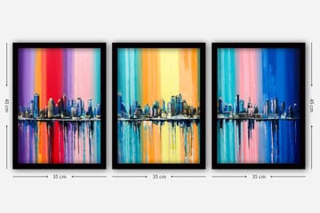 Dekorativ InnRammemet maling 3-Deler 35x45 cm - Flerfarget - Interiør - Maleri & posters - Lerretsbilder