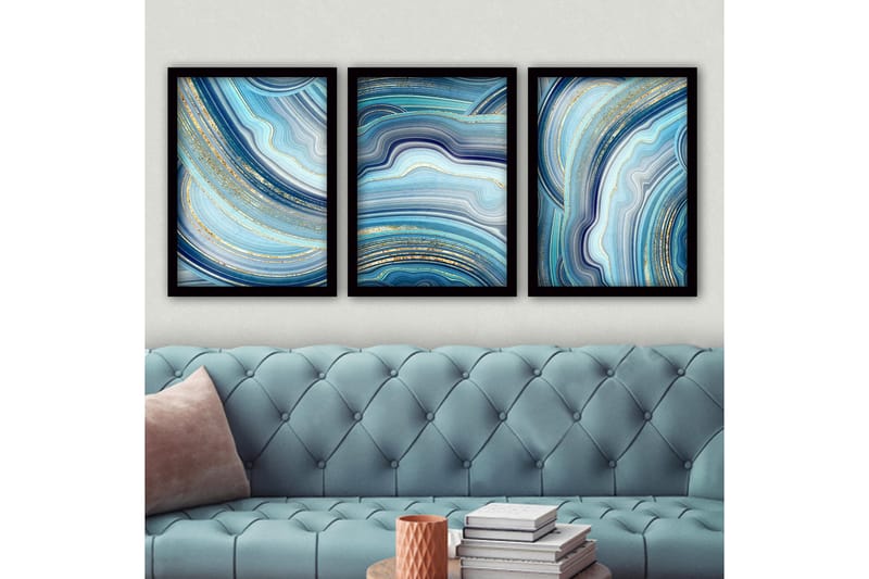 Dekorativ InnRammemet maling 3-Deler 35x45 cm - Flerfarget - Interiør - Maleri & posters - Lerretsbilder