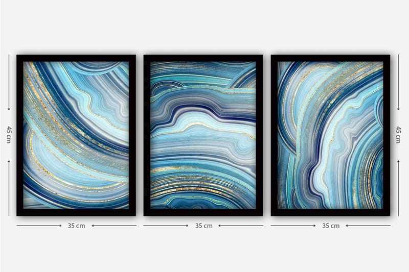 Dekorativ InnRammemet maling 3-Deler 35x45 cm - Flerfarget - Interiør - Maleri & posters - Lerretsbilder