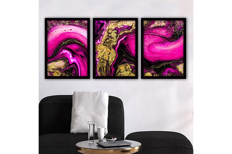 Dekorativ InnRammemet maling 3-Deler 35x45 cm - Flerfarget - Interiør - Maleri & posters - Lerretsbilder