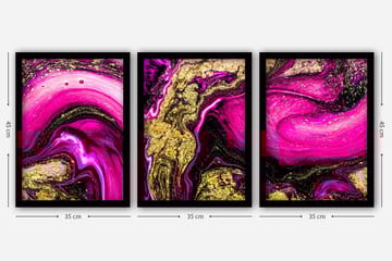 Dekorativ InnRammemet maling 3-Deler 35x45 cm - Flerfarget - Interiør - Maleri & posters - Lerretsbilder