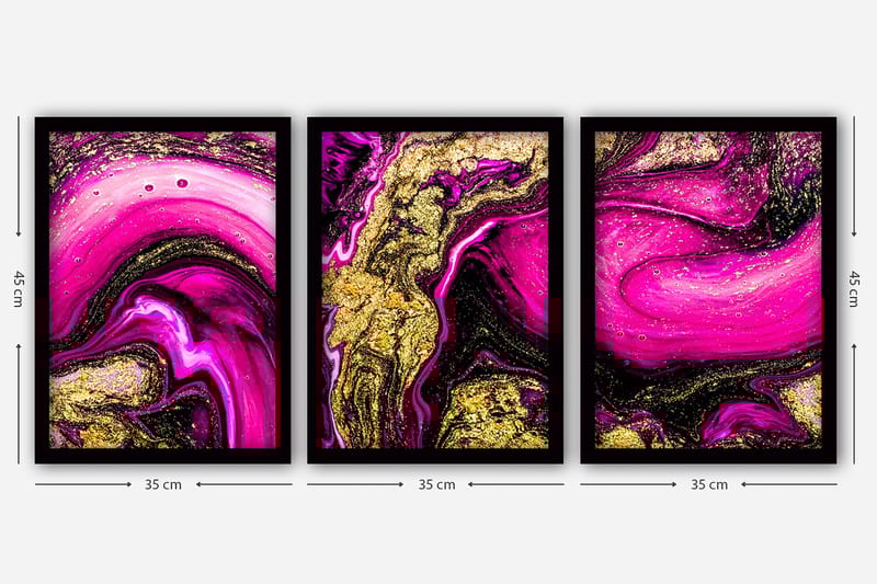 Dekorativ InnRammemet maling 3-Deler 35x45 cm - Flerfarget - Interiør - Maleri & posters - Lerretsbilder