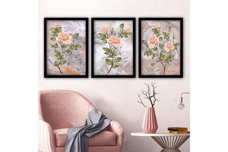 Dekorativ InnRammemet maling 3-Deler 35x45 cm - Flerfarget - Interiør - Maleri & posters - Lerretsbilder