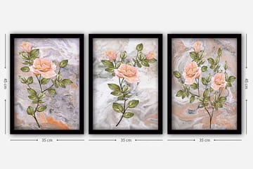 Dekorativ InnRammemet maling 3-Deler 35x45 cm - Flerfarget - Interiør - Maleri & posters - Lerretsbilder