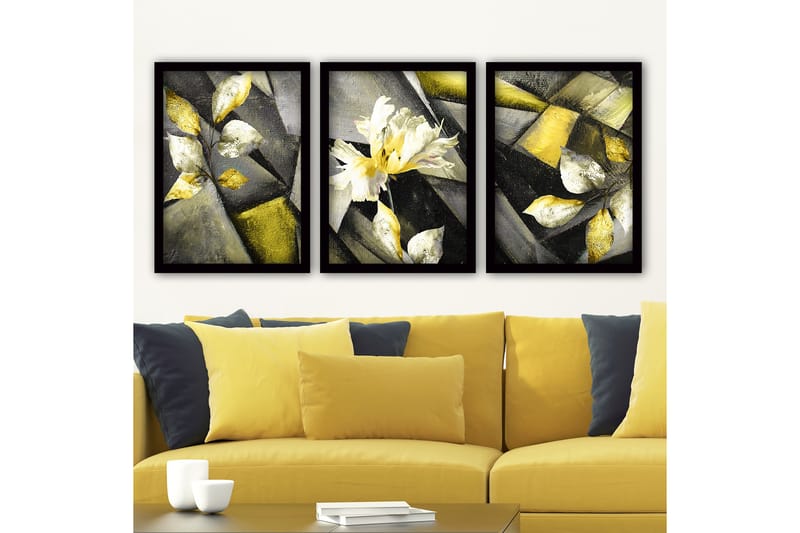 Dekorativ InnRammemet maling 3-Deler 35x45 cm - Flerfarget - Interiør - Maleri & posters - Lerretsbilder