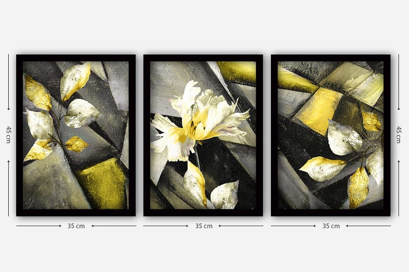 Dekorativ InnRammemet maling 3-Deler 35x45 cm - Flerfarget - Interiør - Maleri & posters - Lerretsbilder