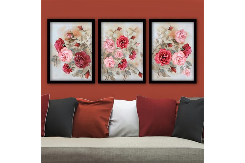 Dekorativ InnRammemet maling 3-Deler 35x45 cm - Flerfarget - Interiør - Maleri & posters - Lerretsbilder