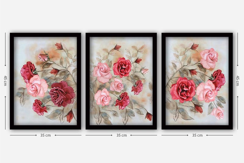 Dekorativ InnRammemet maling 3-Deler 35x45 cm - Flerfarget - Interiør - Maleri & posters - Lerretsbilder