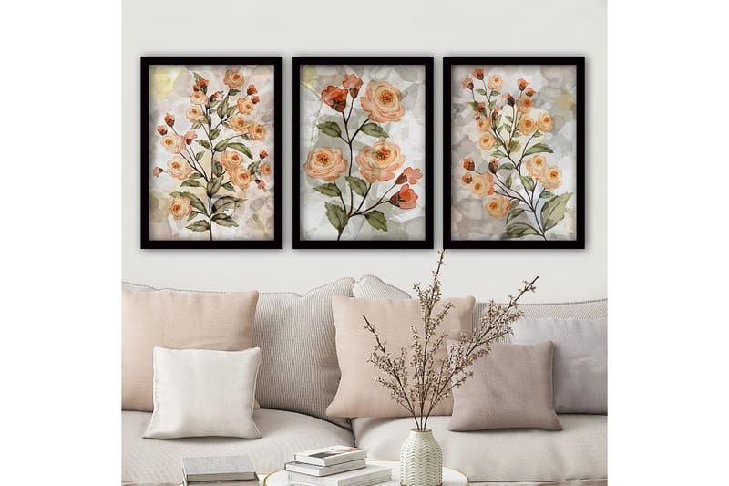 Dekorativ InnRammemet maling 3-Deler 35x45 cm - Flerfarget - Interiør - Maleri & posters - Lerretsbilder