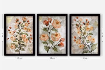 Dekorativ InnRammemet maling 3-Deler 35x45 cm - Flerfarget - Interiør - Maleri & posters - Lerretsbilder