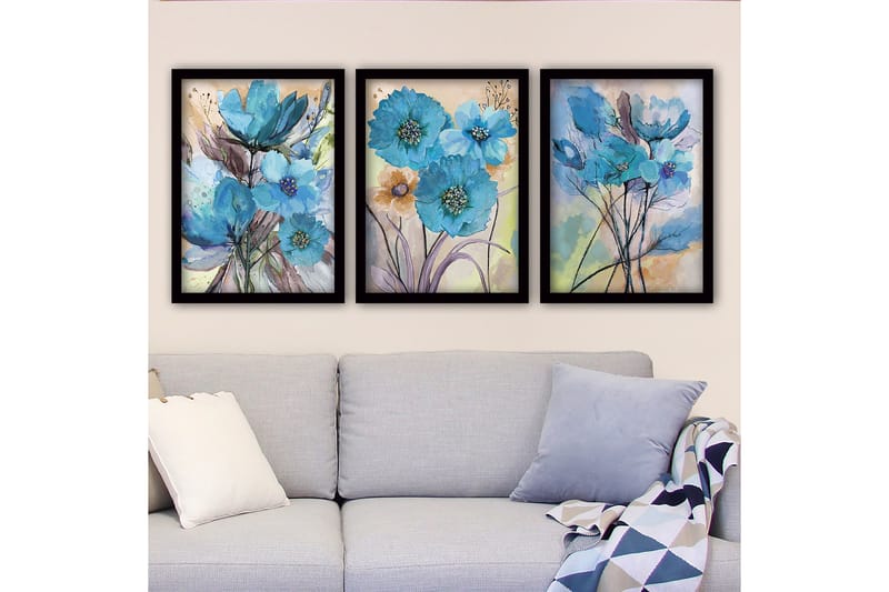 Dekorativ InnRammemet maling 3-Deler 35x45 cm - Flerfarget - Interiør - Maleri & posters - Lerretsbilder