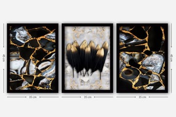 Dekorativ InnRammemet maling 3-Deler 35x45 cm - Flerfarget - Interiør - Maleri & posters - Lerretsbilder