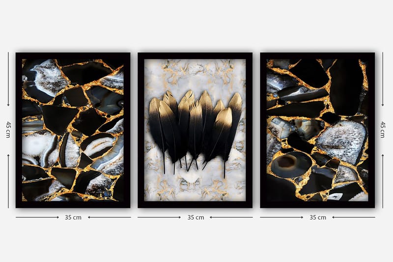 Dekorativ InnRammemet maling 3-Deler 35x45 cm - Flerfarget - Interiør - Maleri & posters - Lerretsbilder