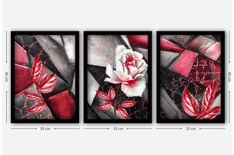 Dekorativ InnRammemet maling 3-Deler 35x45 cm - Flerfarget - Interiør - Maleri & posters - Lerretsbilder