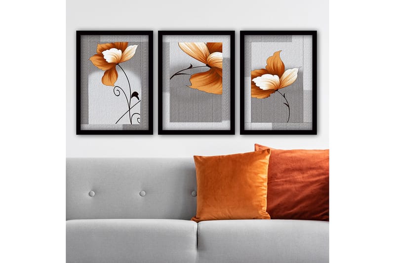 Dekorativ InnRammemet maling 3-Deler 35x45 cm, Flerfarget