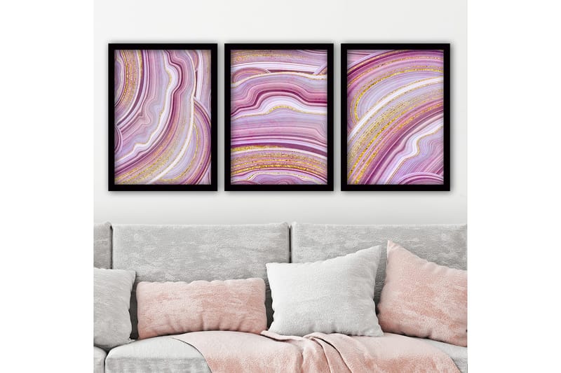 Dekorativ InnRammemet maling 3-Deler 35x45 cm, Flerfarget