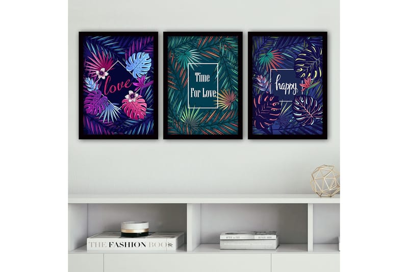 Dekorativ InnRammemet maling 3-Deler 35x45 cm, Flerfarget