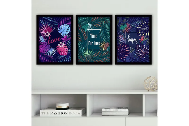 Dekorativ InnRammemet maling 3-Deler 35x45 cm, Flerfarget