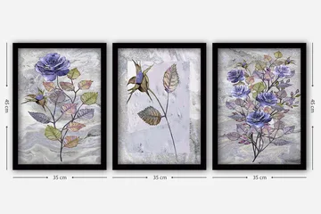 Dekorativ InnRammemet maling 3-Deler 35x45 cm - Flerfarget - Interiør - Maleri & posters - Lerretsbilder