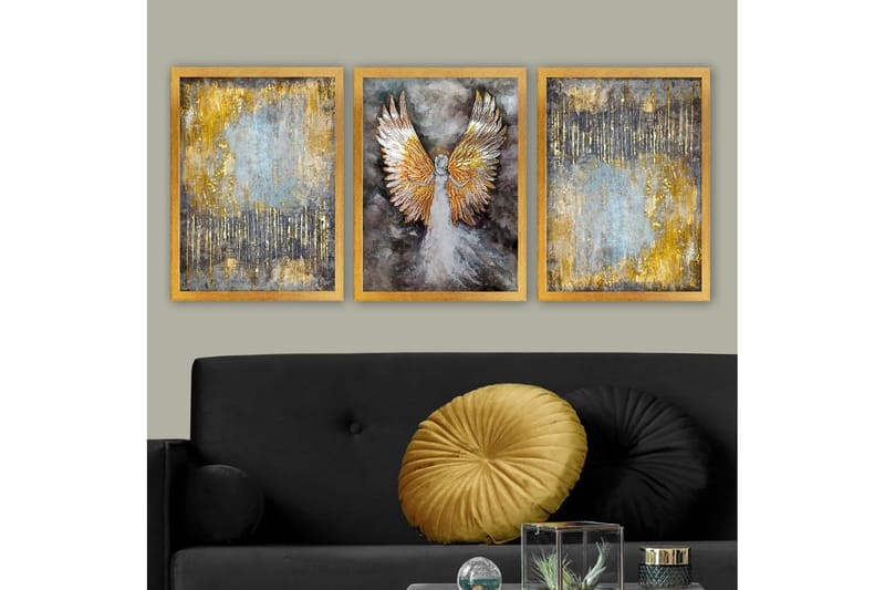 Dekorativ InnRammemet maling 3-Deler 35x45 cm, Flerfarget