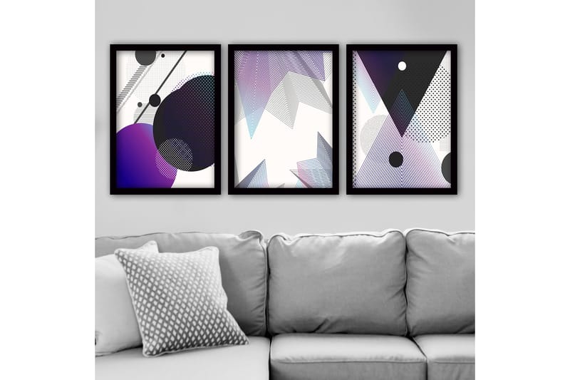 Dekorativ InnRammemet maling 3-Deler 35x45 cm, Flerfarget