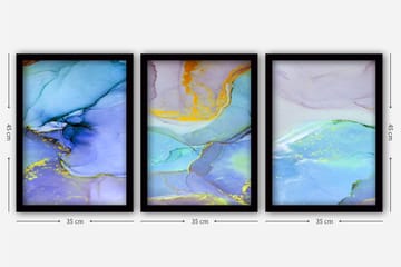 Dekorativ InnRammemet maling 3-Deler 35x45 cm - Flerfarget - Interiør - Maleri & posters - Lerretsbilder