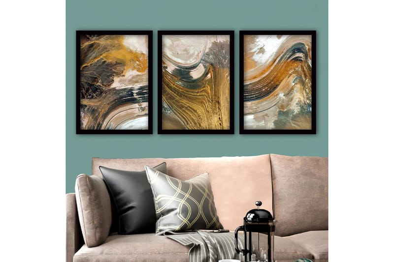 Dekorativ InnRammemet maling 3-Deler 35x45 cm, Flerfarget