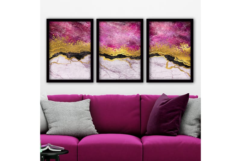 Dekorativ InnRammemet maling 3-Deler 35x45 cm, Flerfarget