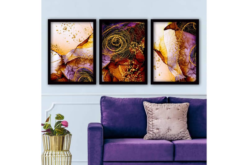 Dekorativ InnRammemet maling 3-Deler 35x45 cm, Flerfarget