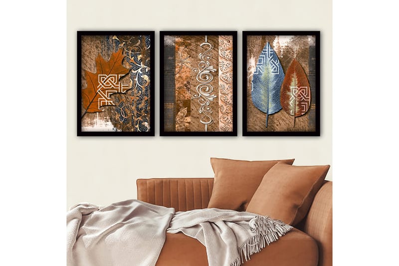 Dekorativ InnRammemet maling 3-Deler 35x45 cm, Flerfarget