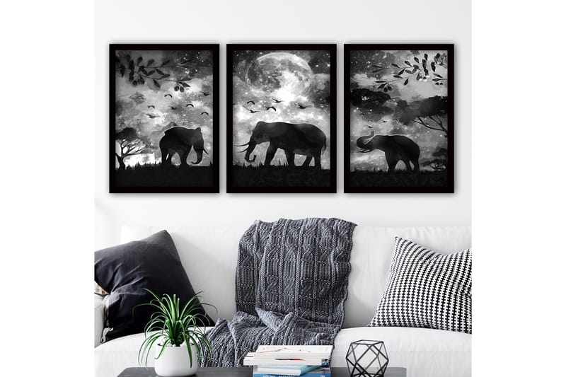 Dekorativ InnRammemet maling 3-Deler 35x45 cm, Flerfarget