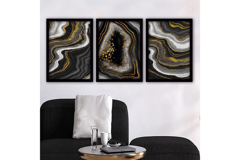 Dekorativ InnRammemet maling 3-Deler 35x45 cm, Flerfarget