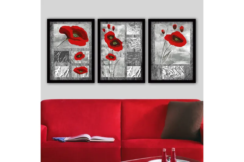 Dekorativ InnRammemet maling 3-Deler 35x45 cm, Flerfarget