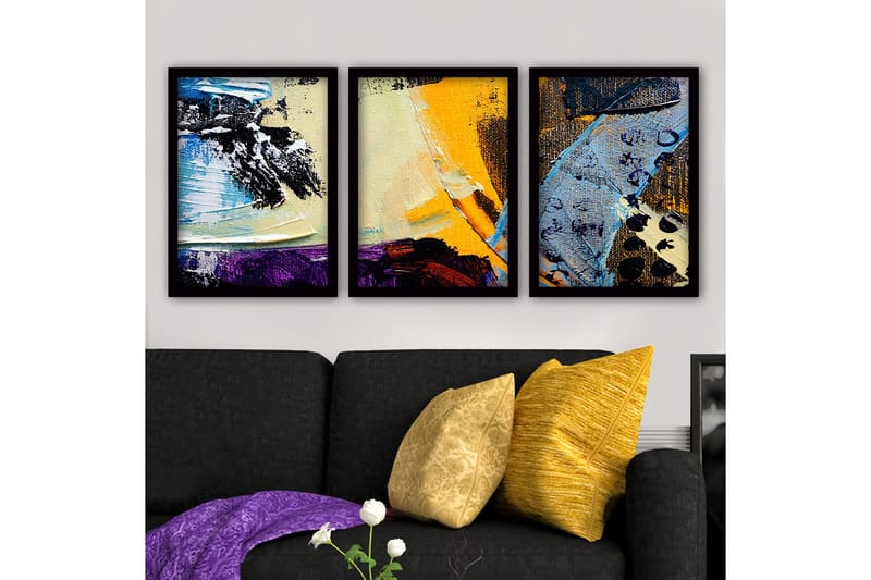 Dekorativ InnRammemet maling 3-Deler 35x45 cm, Flerfarget