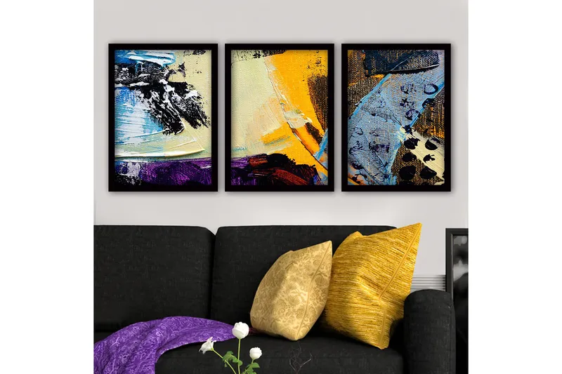 Dekorativ InnRammemet maling 3-Deler 35x45 cm, Flerfarget