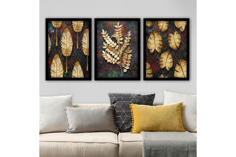 Dekorativ InnRammemet maling 3-Deler 35x45 cm, Flerfarget