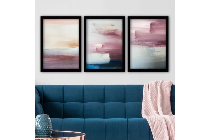 Dekorativ InnRammemet maling 3-Deler 35x45 cm, Flerfarget