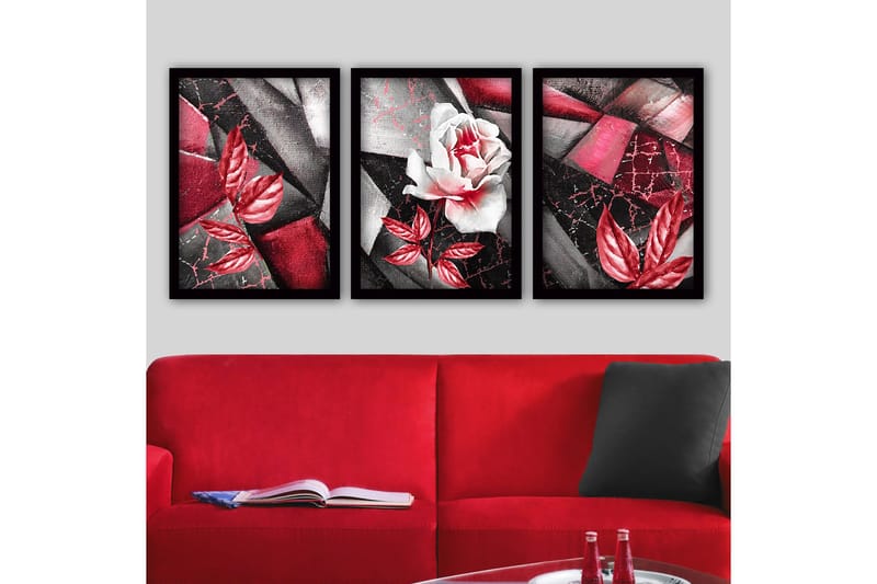 Dekorativ InnRammemet maling 3-Deler 35x45 cm, Flerfarget