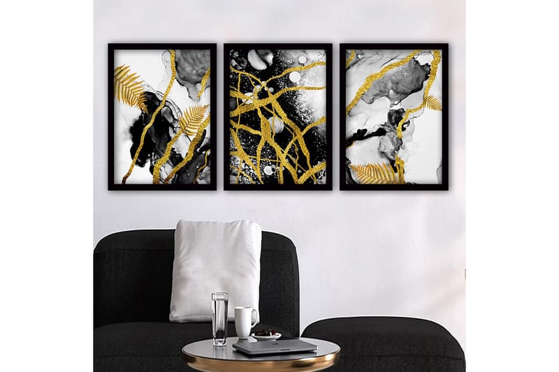 Dekorativ InnRammemet maling 3-Deler 35x45 cm, Flerfarget