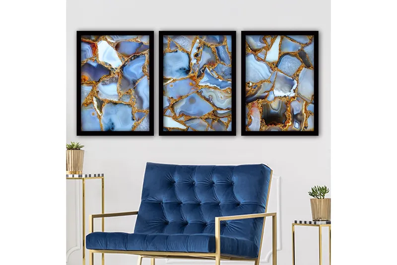 Dekorativ InnRammemet maling 3-Deler 35x45 cm, Flerfarget