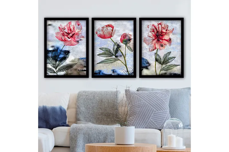 Dekorativ InnRammemet maling 3-Deler 35x45 cm, Flerfarget